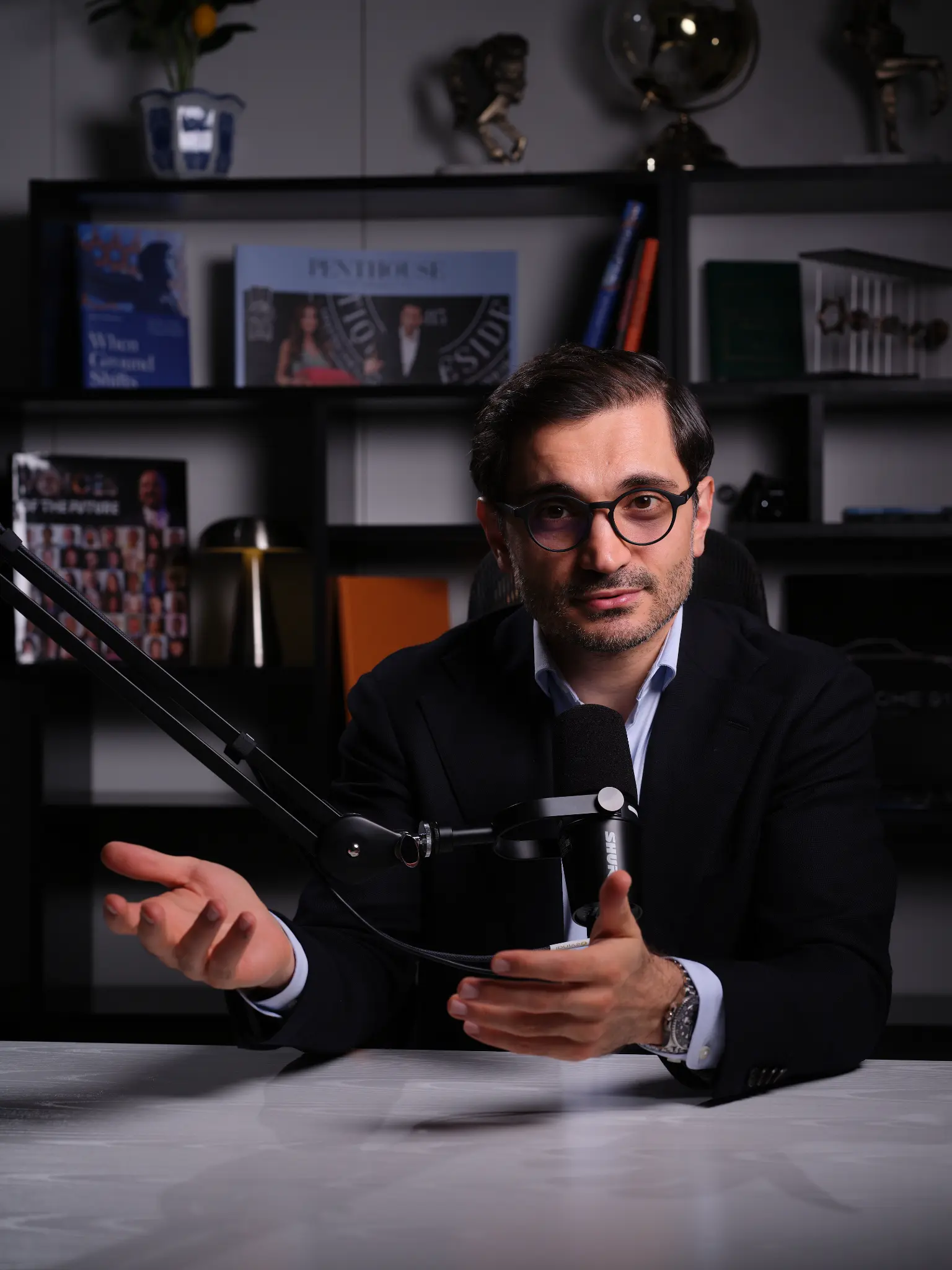 Kamil Magomedov at the podcast studio
