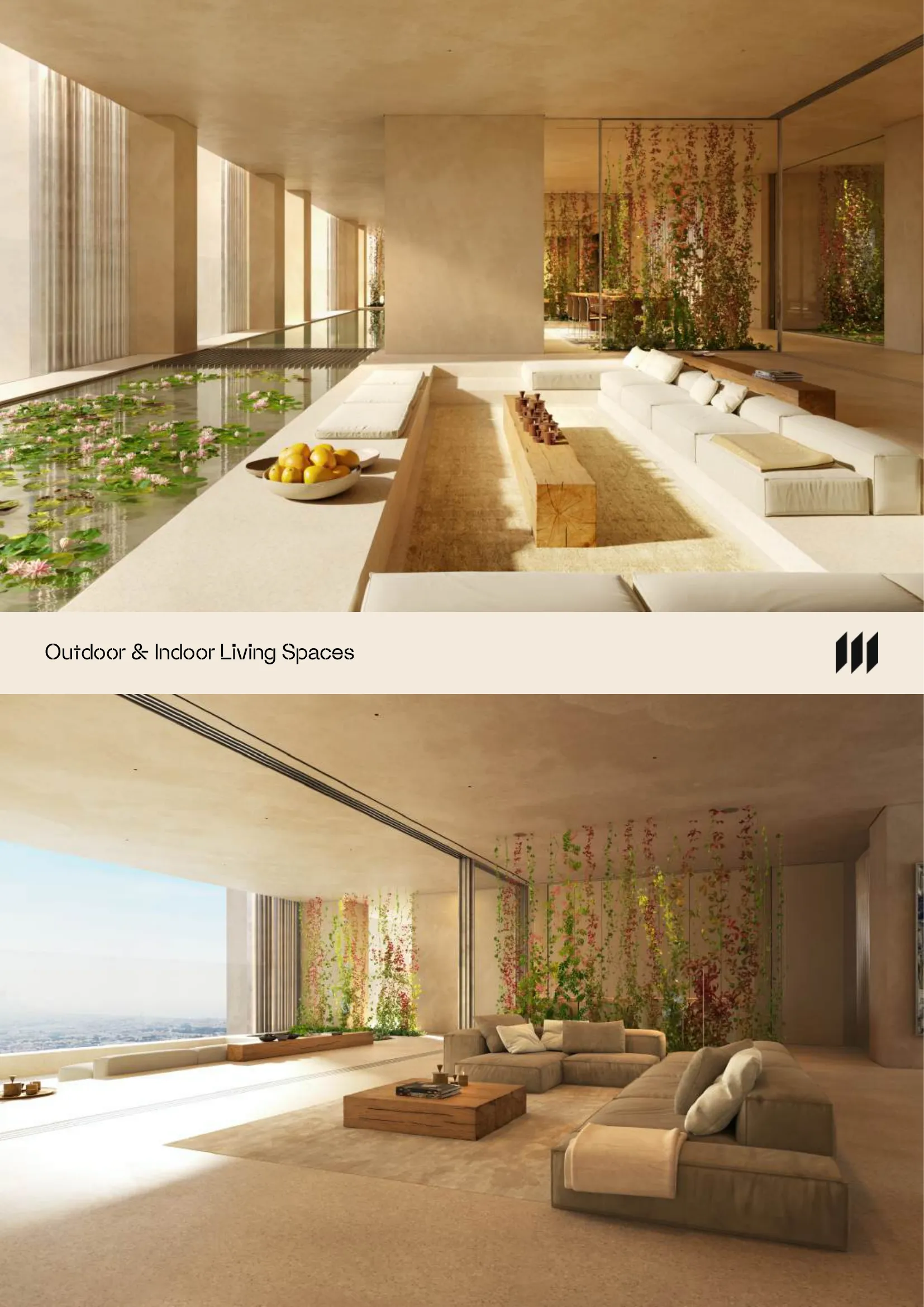 Muraba Veil interior — full-width apartment with dual-aspect views over the Dubai Water Canal